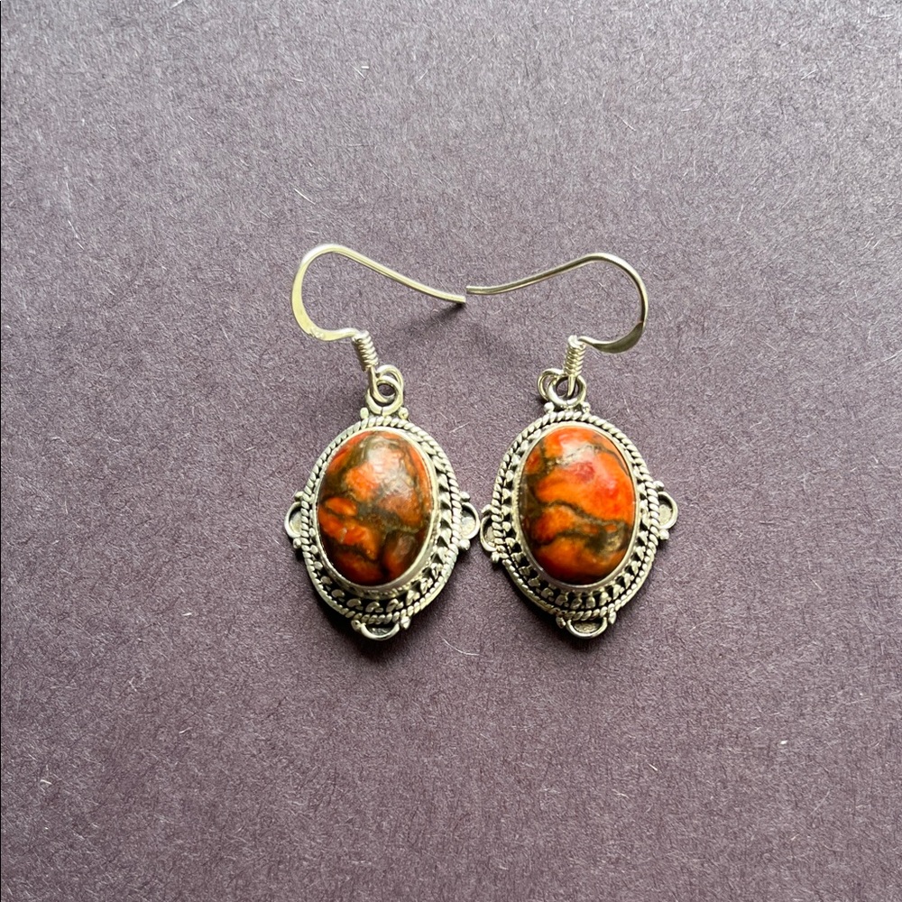 Silver and Natural Stone Earrings